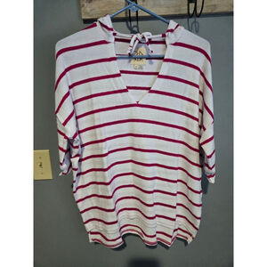 Women's Chaser Striped 3/4 Sleeve Top Size M White/Pink